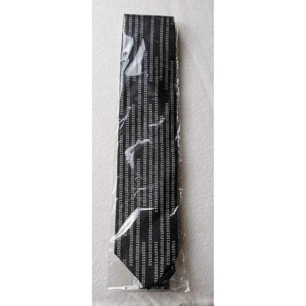 Ties Suck Mens Black Microfiber Binary Code Computer Programmer Novelty Necktie